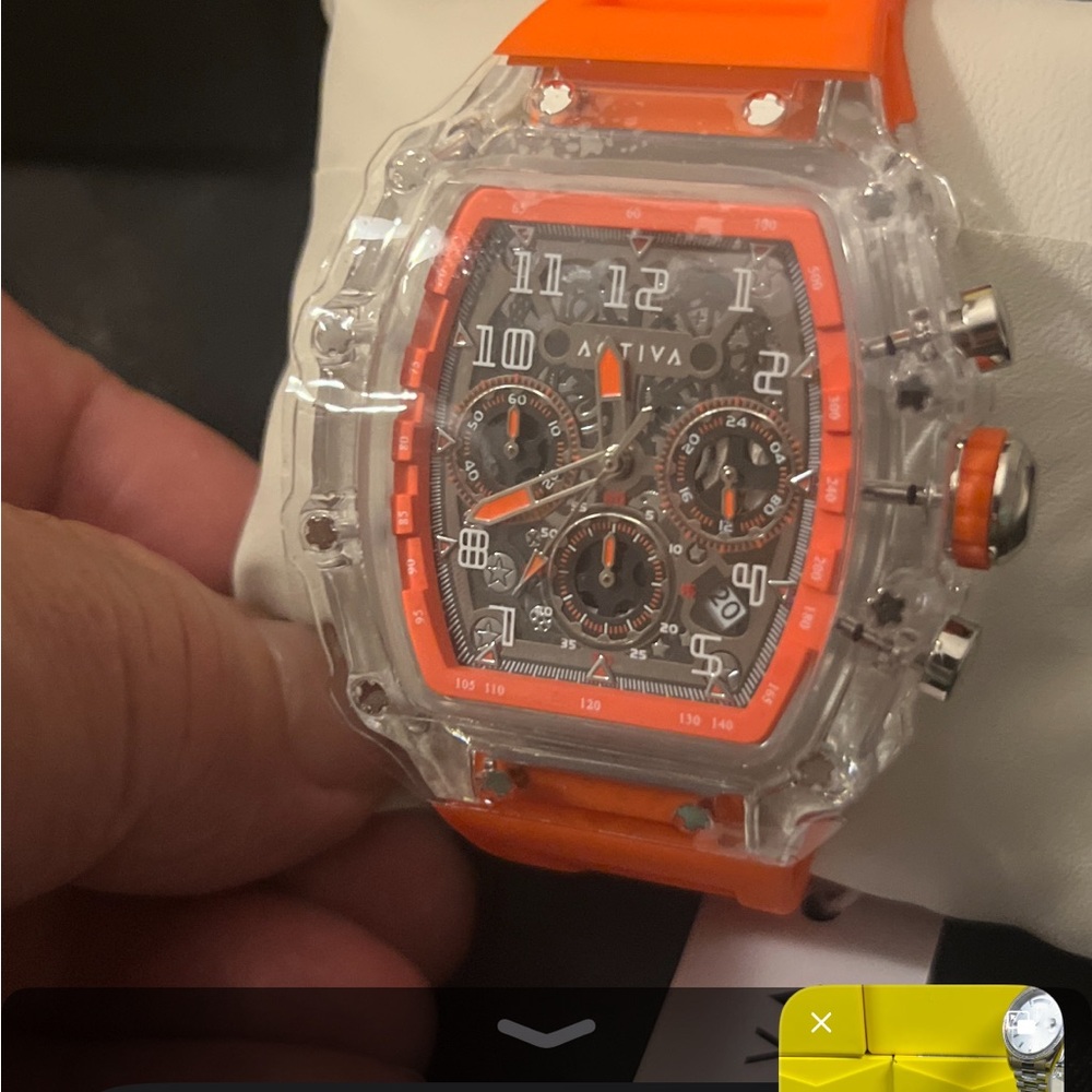 Activa Skeleton Chronograph Unisex Sport Orange and Clear Watch